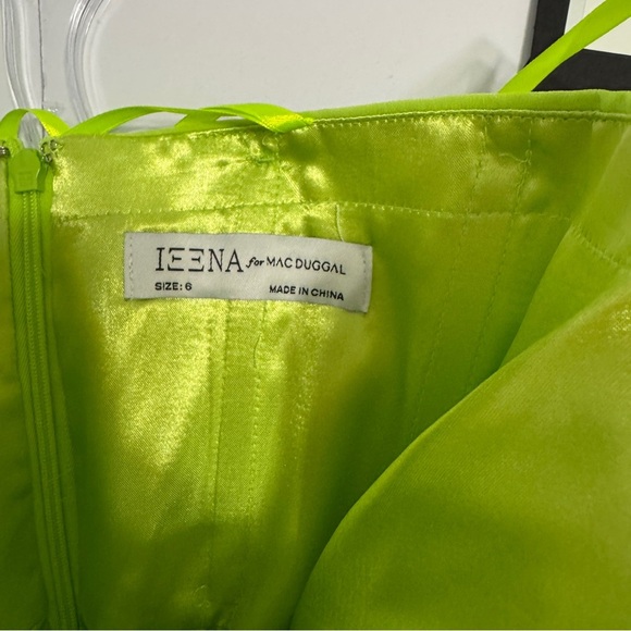 IEENA for Mac Duggal Lime Ruched Mini Dress Size 6 NWT - Picture 13 of 16